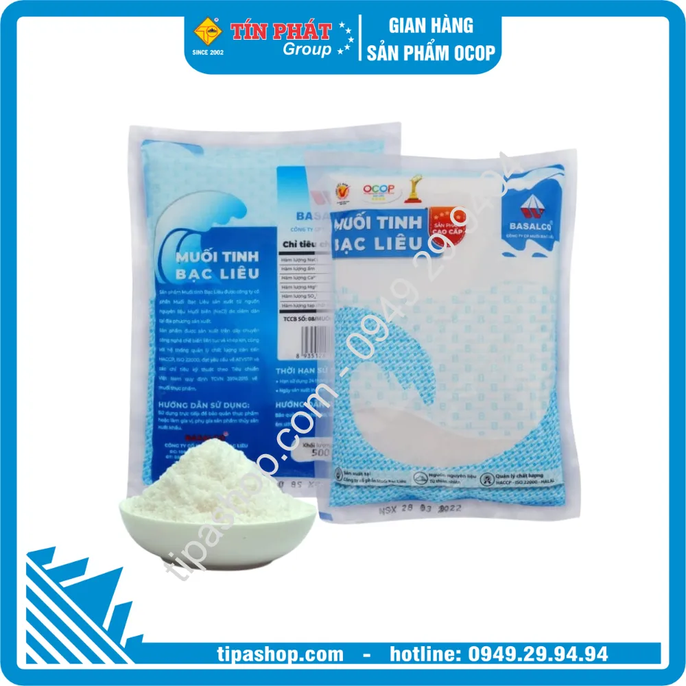 Muối tinh Bạc Liêu cao cấp - Gói 0.5KG