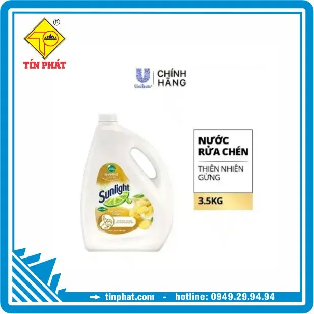 Nước rửa chén Sunlight Thiên nhiên gừng Can 3.5kg