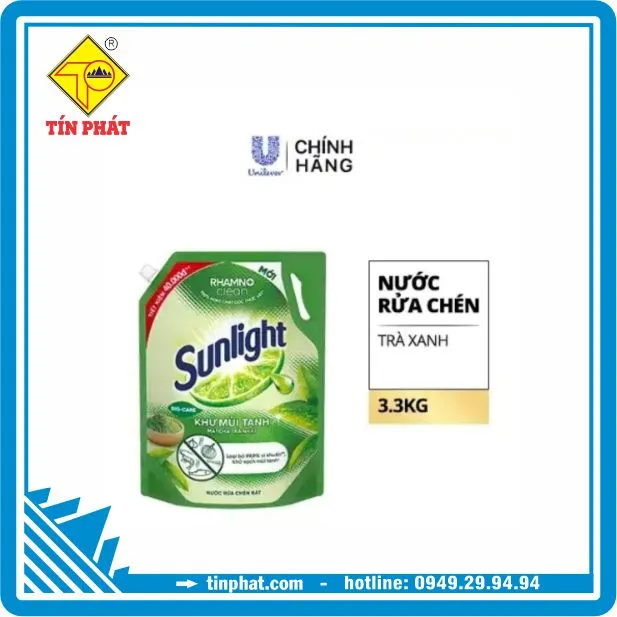 Nước rửa chén Sunlight Trà Xanh Túi 3.3kg