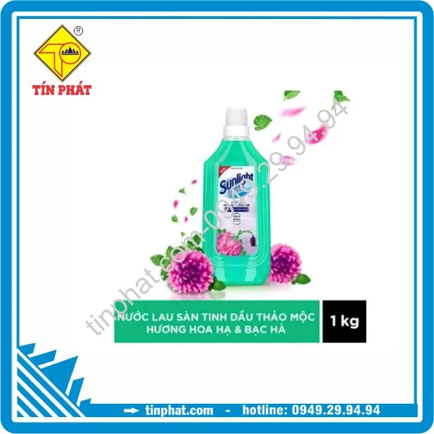 Nước lau sàn Sunlight Tinh dầu thảo mộc Hương hoa hạ & Bạc hà Chai 1kg