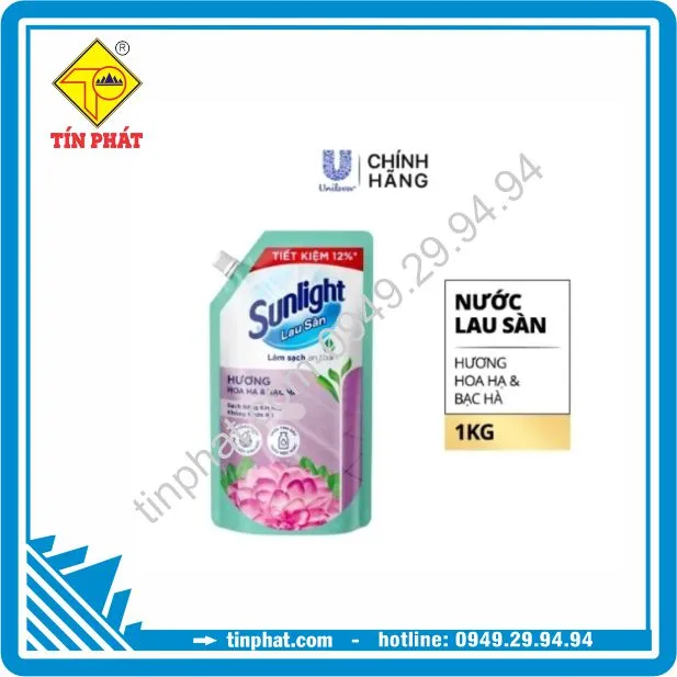 Nước lau sàn Sunlight Tinh dầu thảo mộc Hương hoa hạ & Bạc hà Túi 1kg