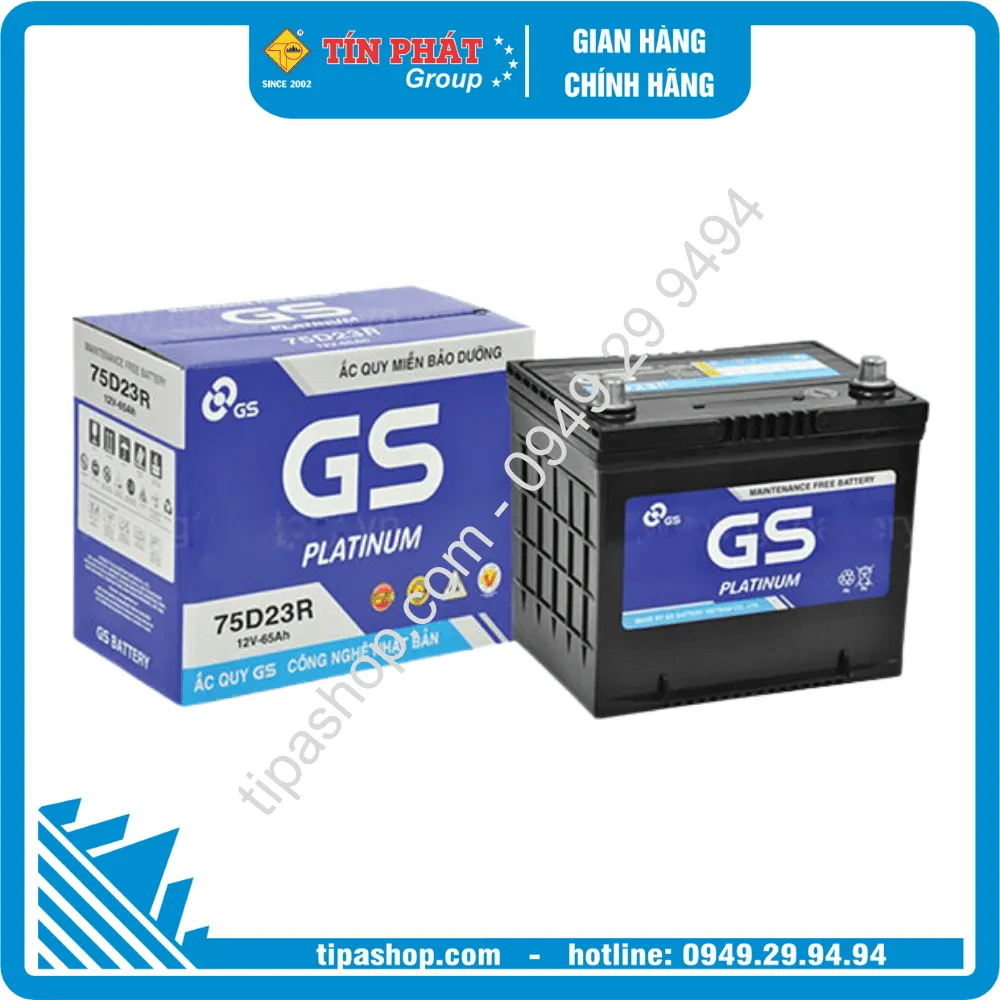 Bình ắc quy GS PLATINUM 75D23R -MF 