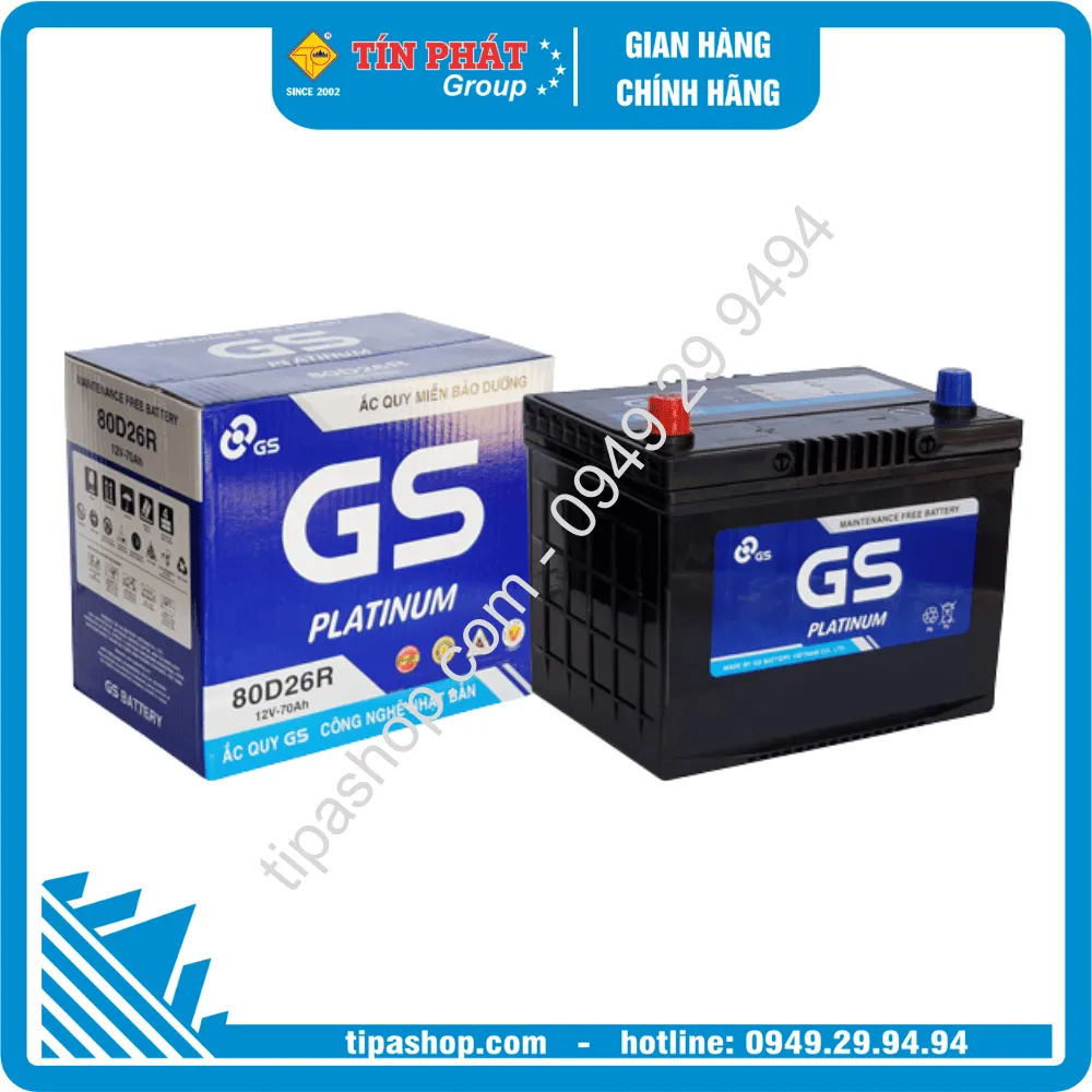 Bình ắc quy GS PLATINUM  80D26R -MF 