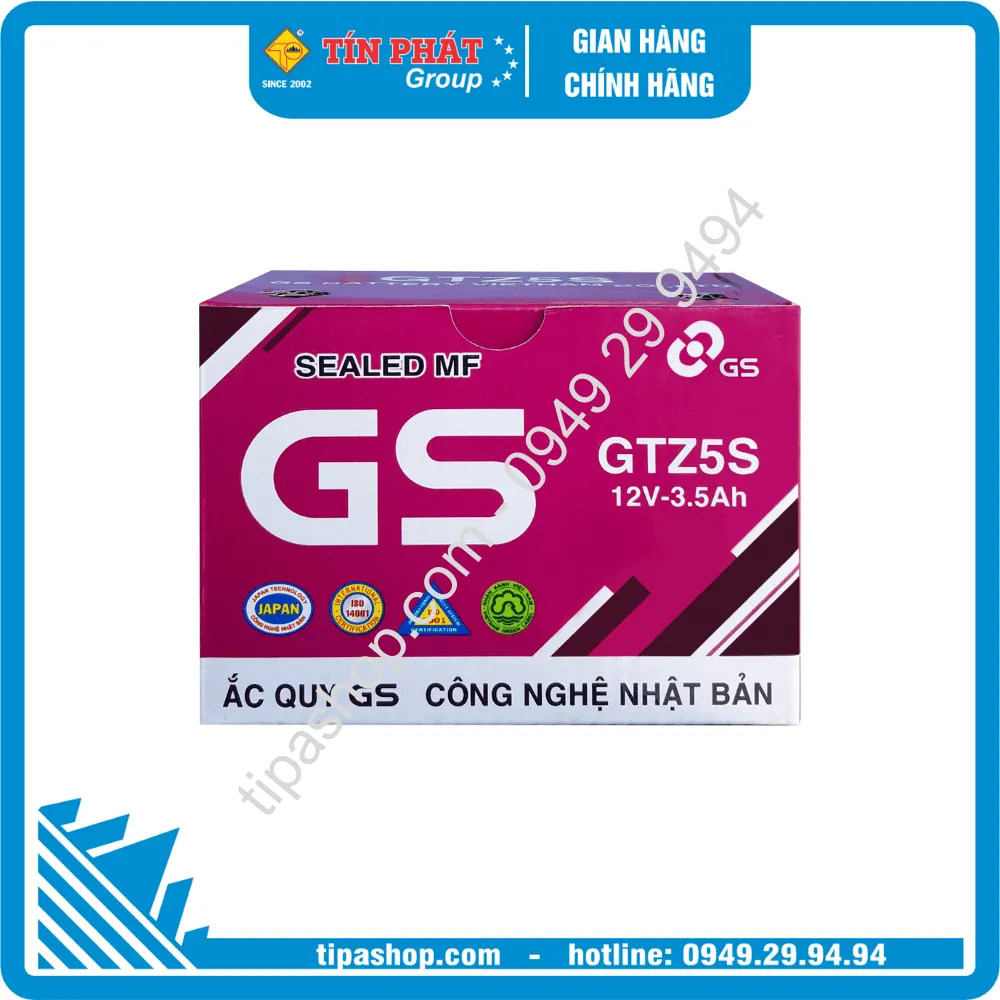 Bình ắc quy Khô GS GTZ5S TÍM 