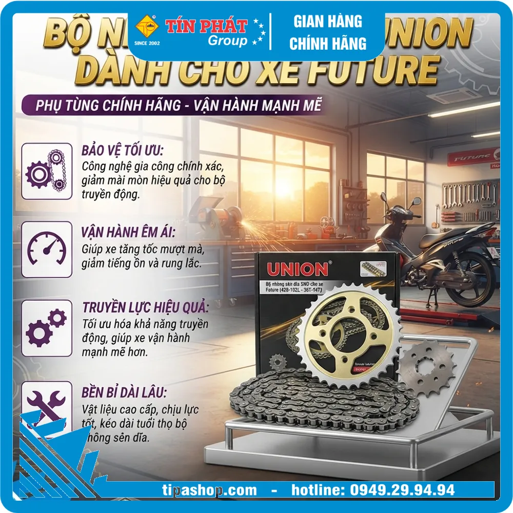 Bộ nhông sên dĩa SND cho xe Future (428-102L - 36T-14T) UNION