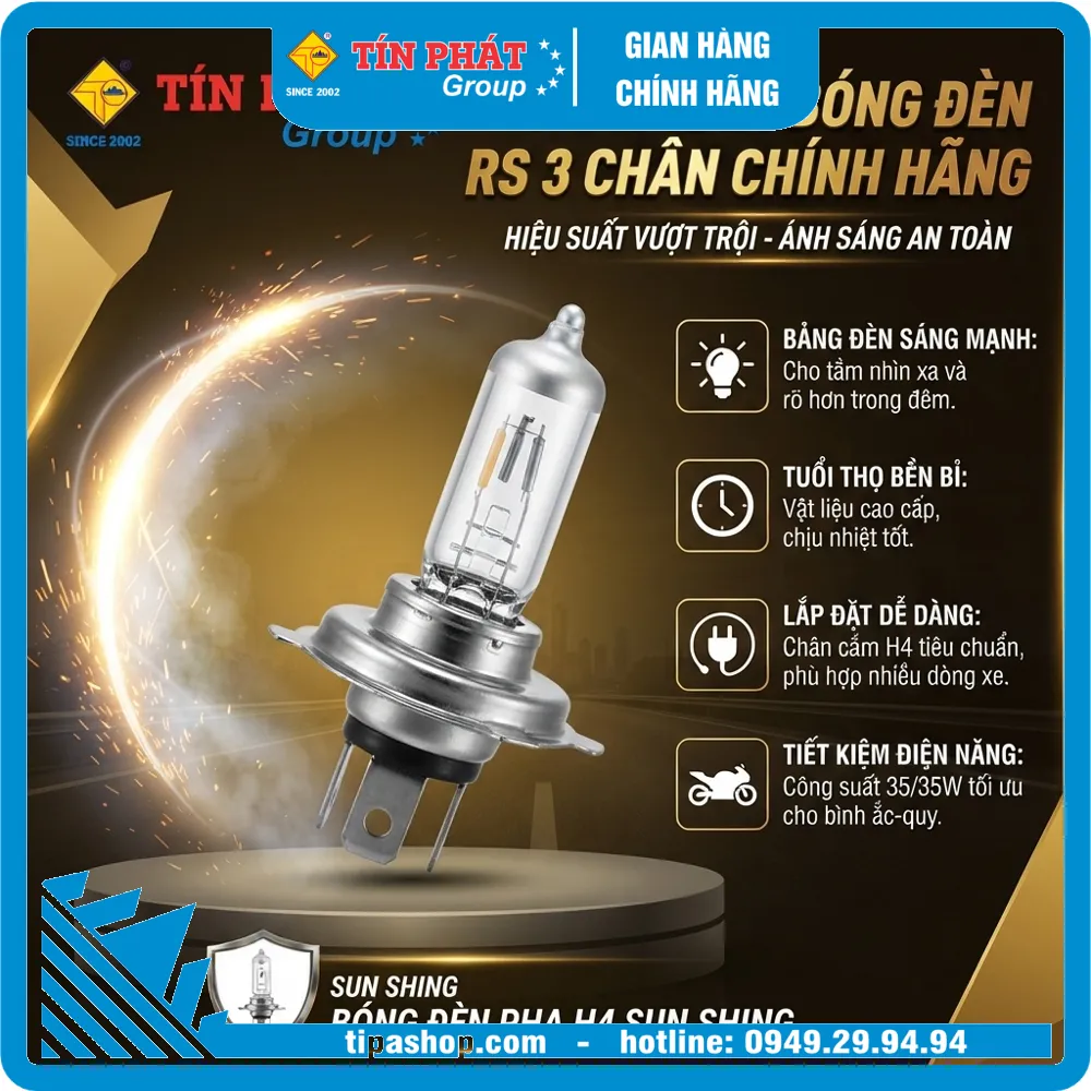 Bóng Đèn RS 3 chân 12V 35/35W H4 (Sun Shing)