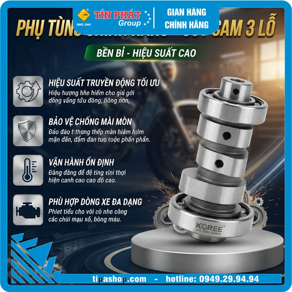 Cốt cam 3 lỗ (W) có bạc đạn - KOREE