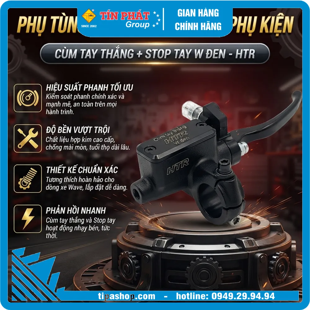 Cùm tay thắng + Stop tay W đen - HTR