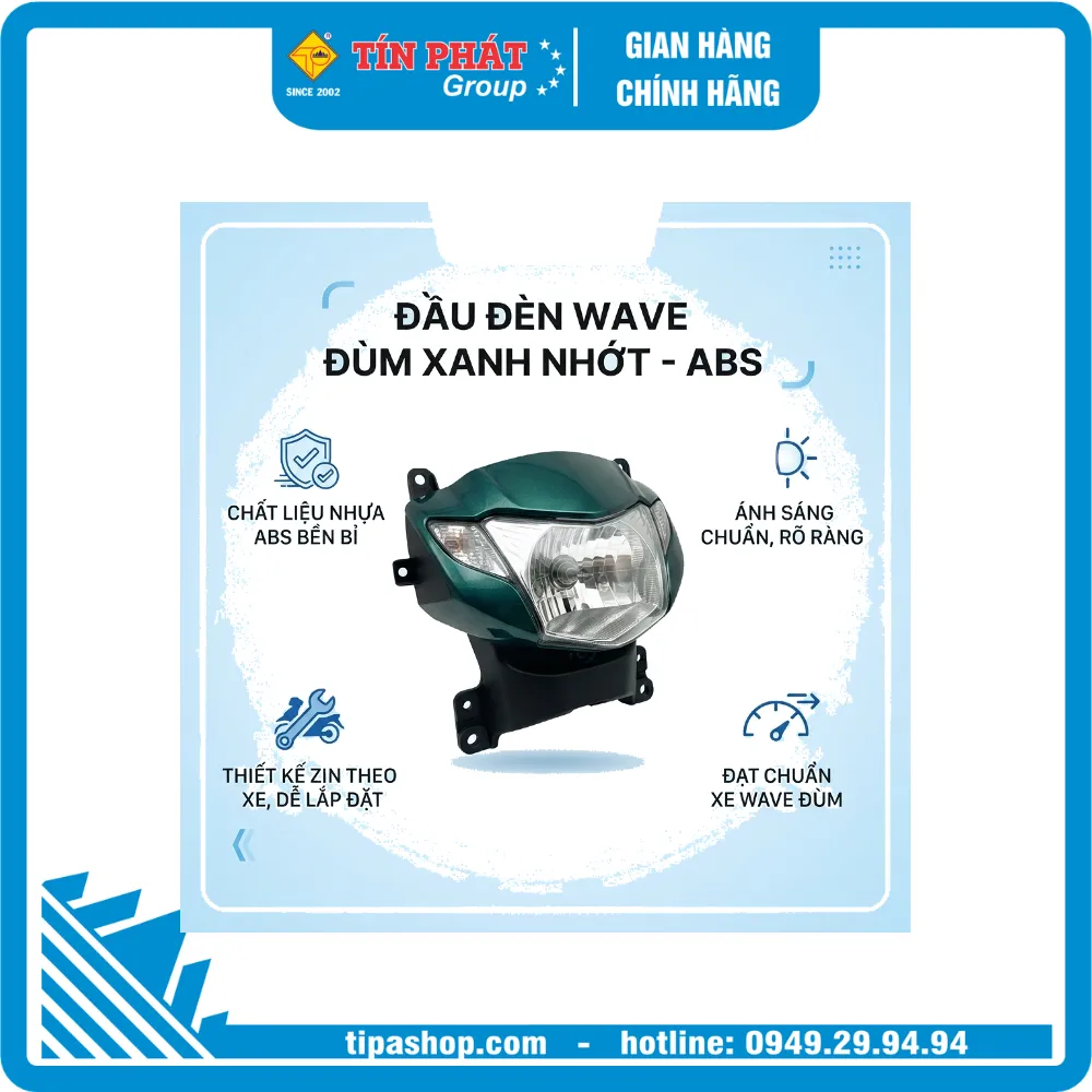 Đầu đèn Wave đùm xanh nhớt - ABS