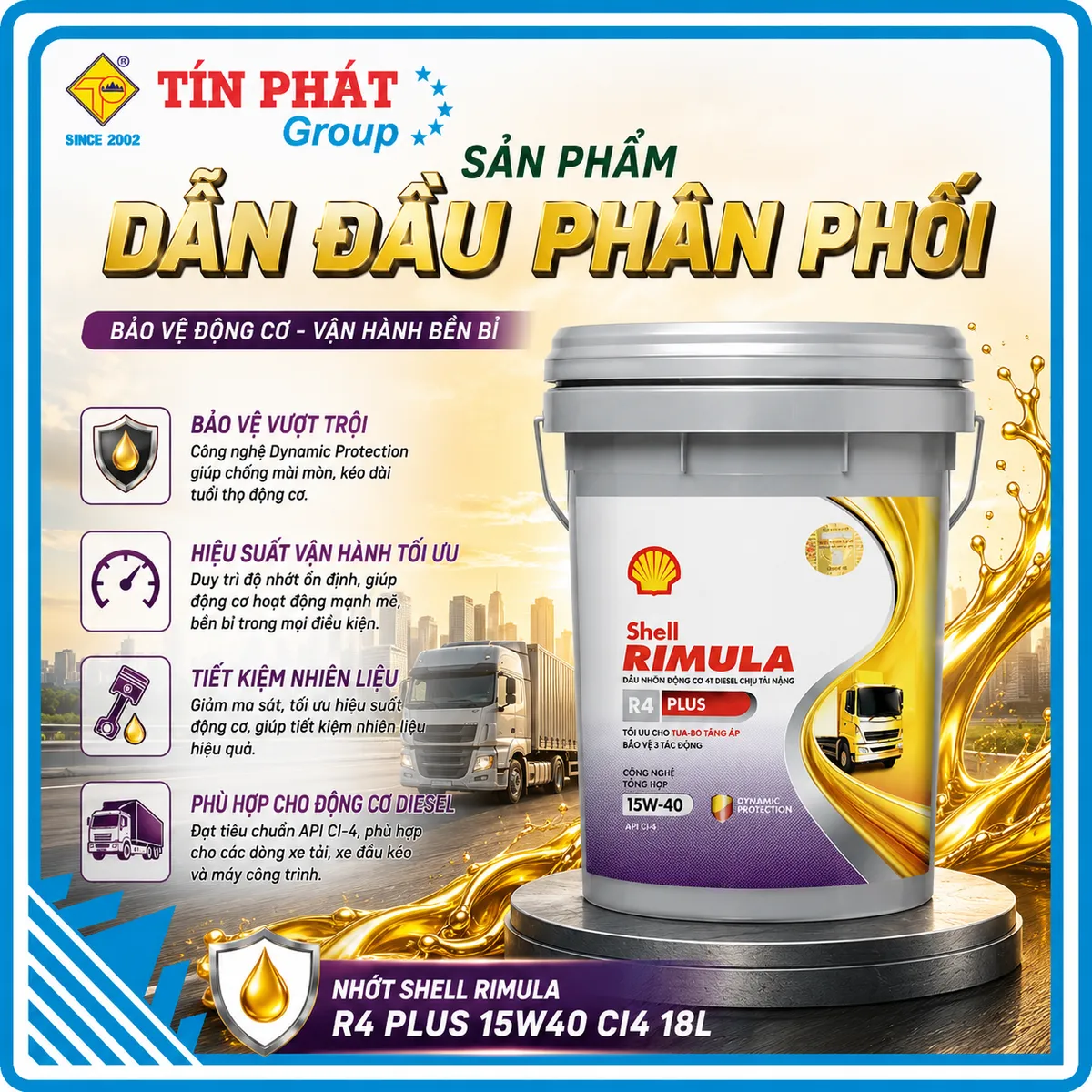 Nhớt Shell RIM R4 Plus 15W40 CI4 18L