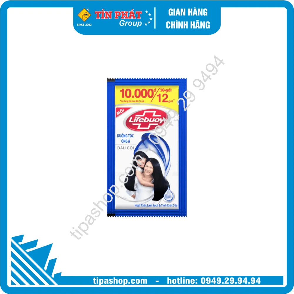 LIFEBUOY Dây Dầu Gội Dưỡng Tóc Óng Ả (Xanh) 6gx12