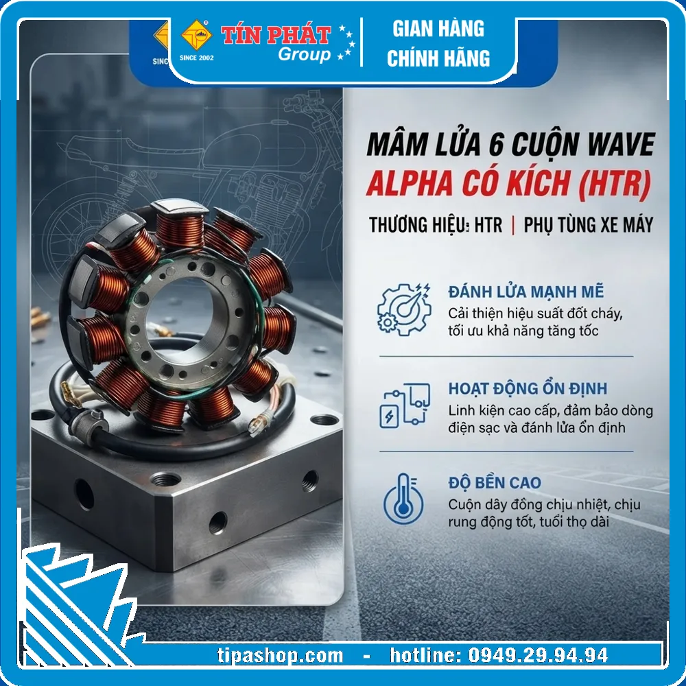 Mâm lửa 6 cuộn Wave Alpha có kích (HTR)