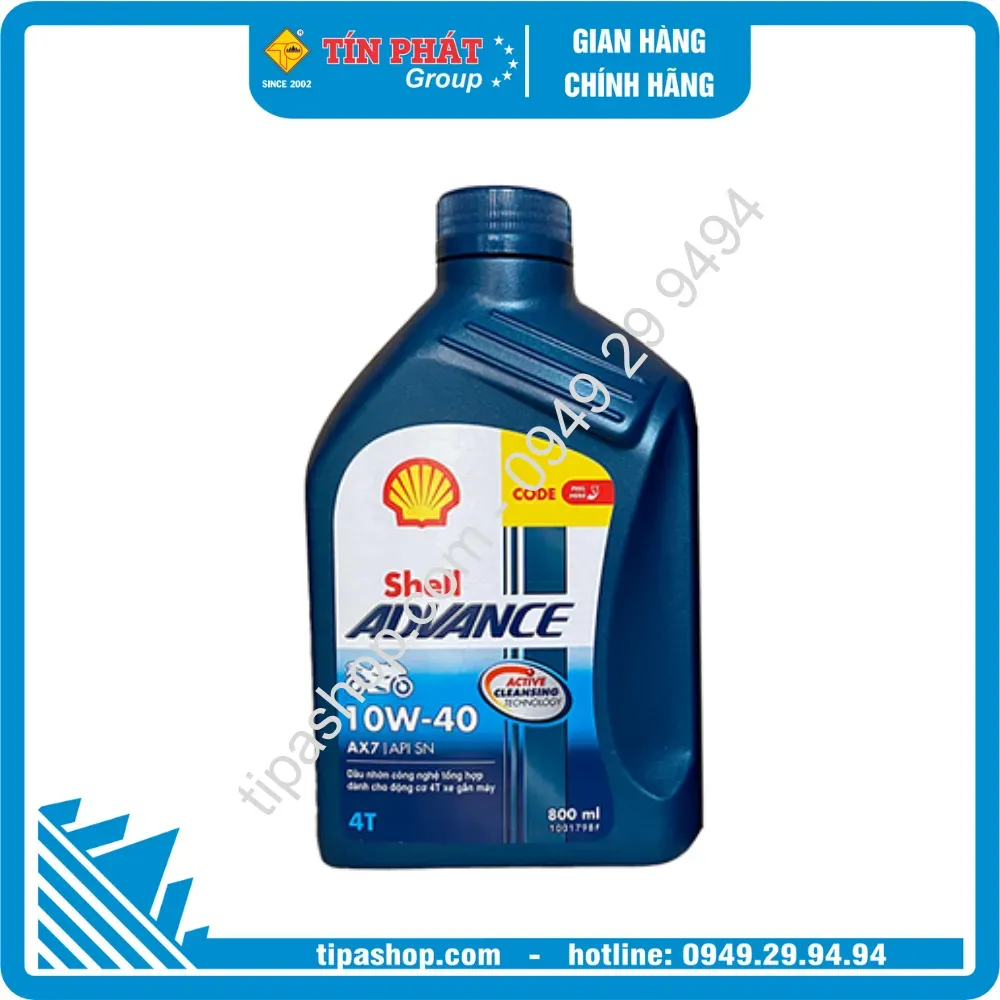 Nhớt Shell 4T AX7 10W40 (0.8L) SN MA2