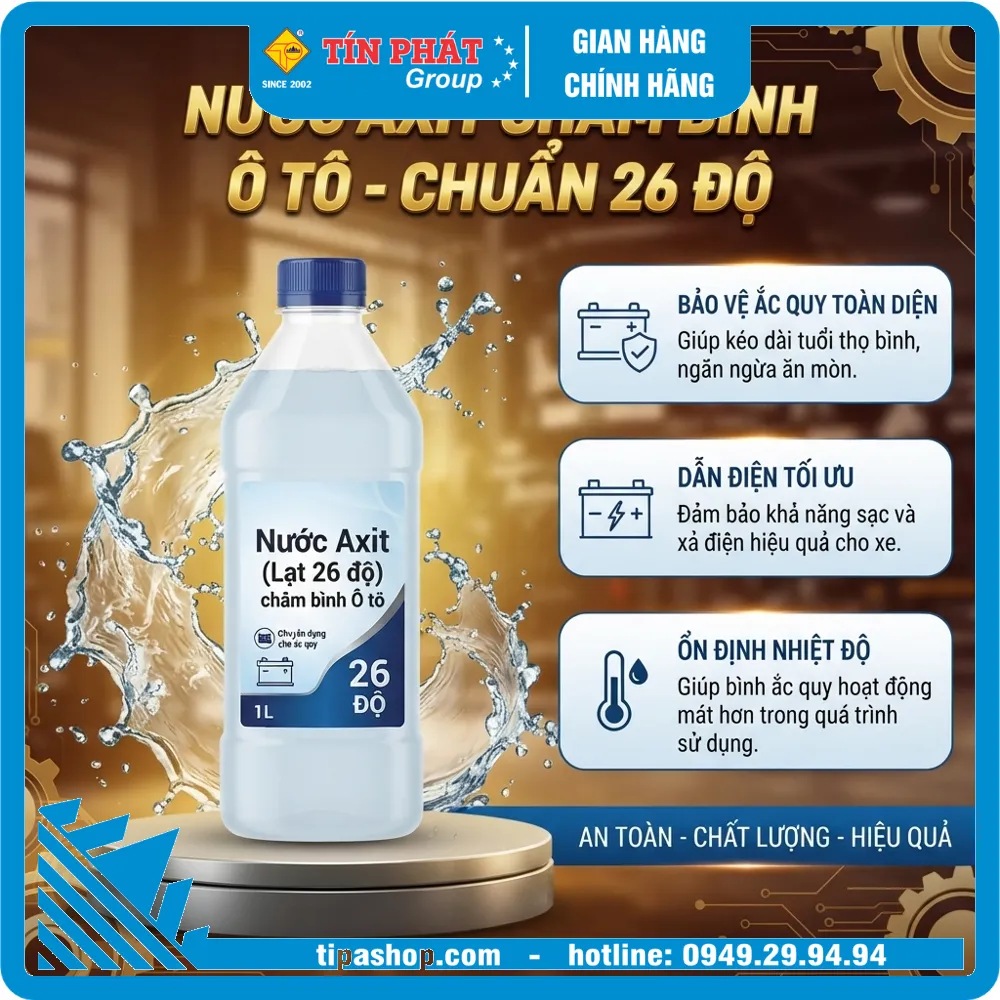 Nước Axit (Lạt 26 độ) châm bình Ô tô