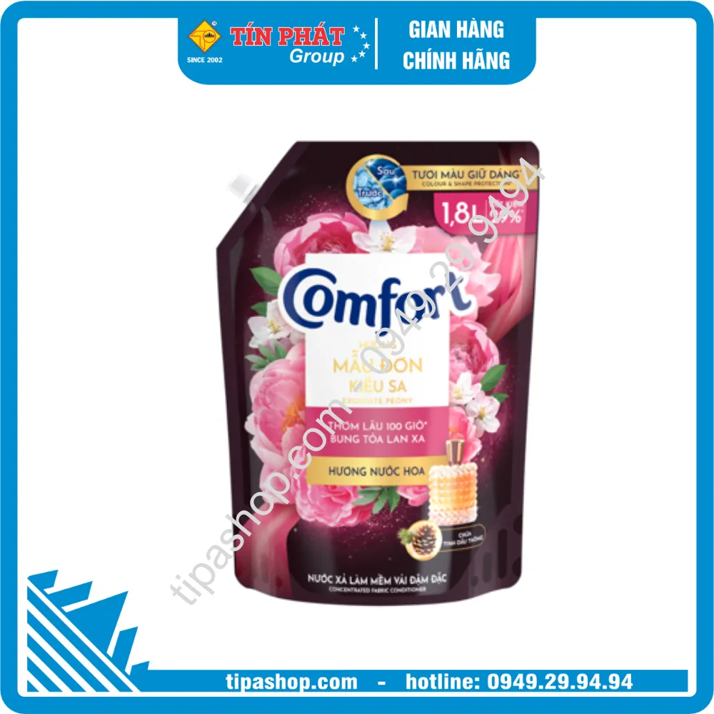 Nước xả vải Comfort hương Mẫu đơn Kiêu sa 1.8l