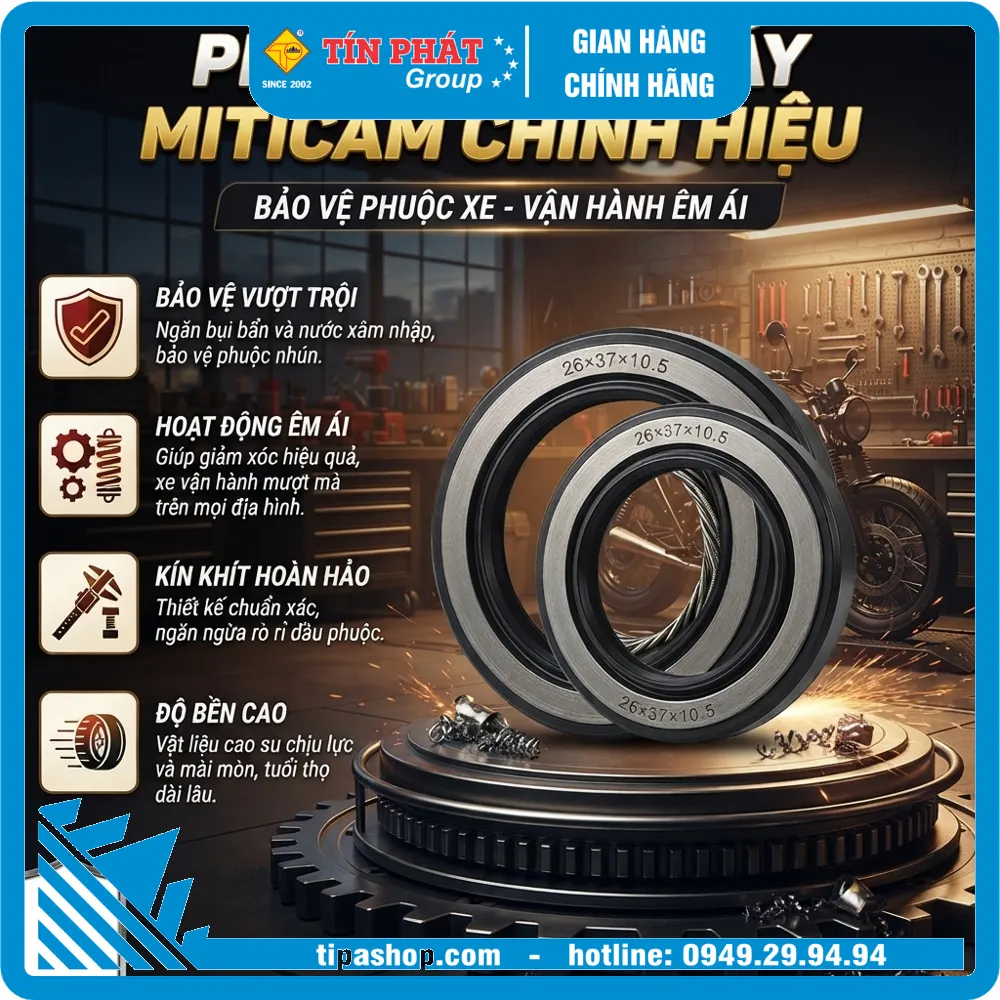 Phốt phuộc trước Dr 2 lò xo- MITICAM (26-37-10.5)