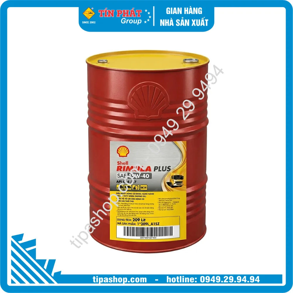 Nhớt Shell RIMR4 PLUS 15W40CI4E7_1 209L A1SZ