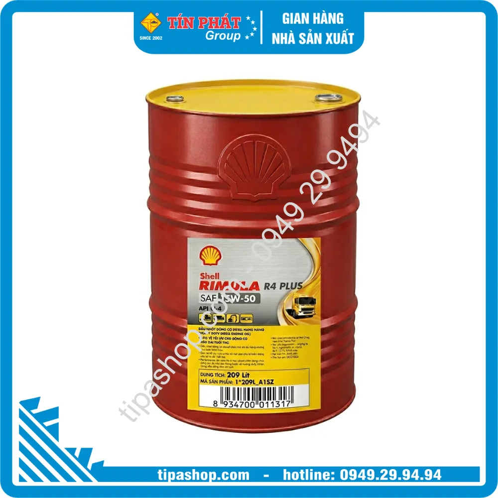 Nhớt Shell RIMR4 PLUS 15W50CI4_1 209L A1SZ