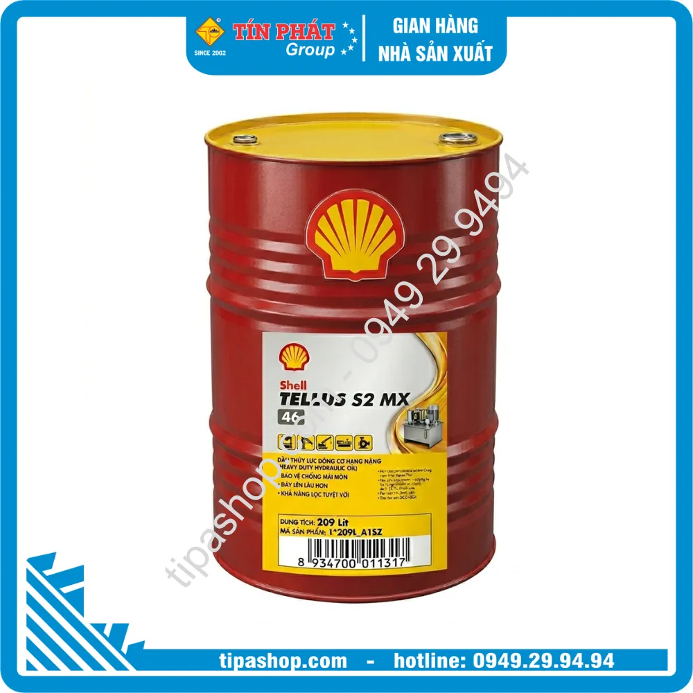 Nhớt Shell TELLUS S2 MX 46_1 209L A1SZ