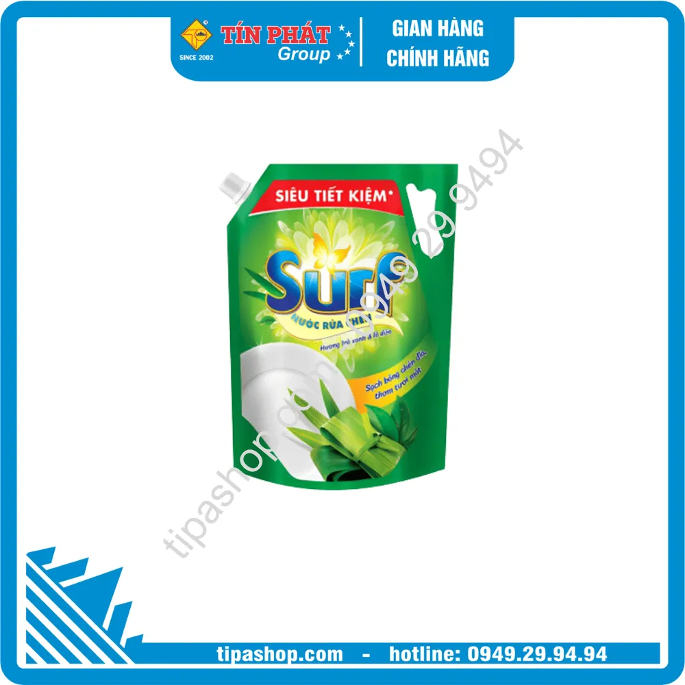 SURF Nước Rửa Chén Hương Trà Xanh & Lá Dứa 3.2kg