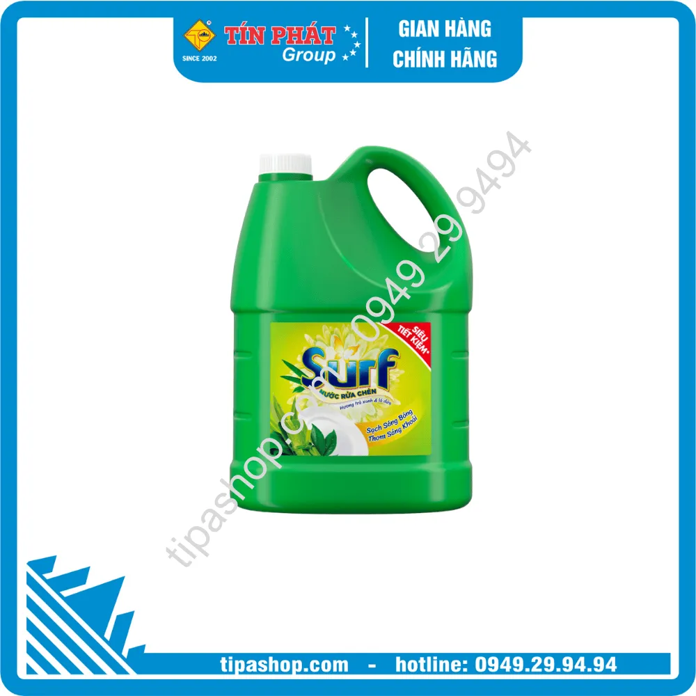 SURF Nước Rửa Chén Hương Trà Xanh & Lá Dứa 3.4kg