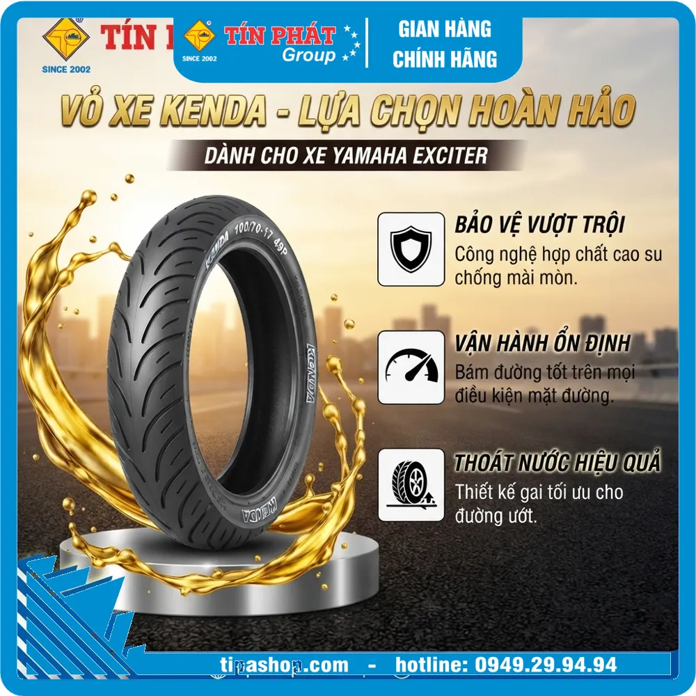 Vỏ KENDA 100/70-17 49P K6010 - 4P TL (Exciter)