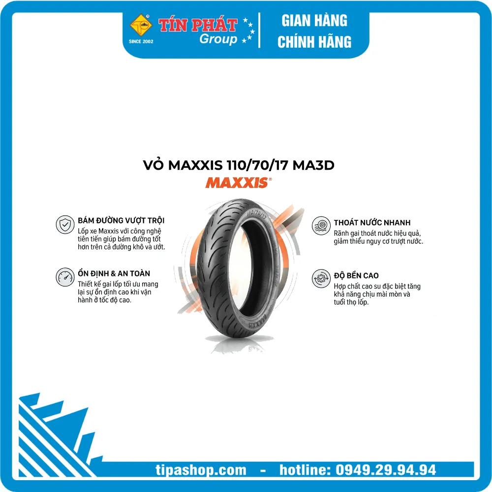 Vỏ MAXXIS 110/70/17 MA3D