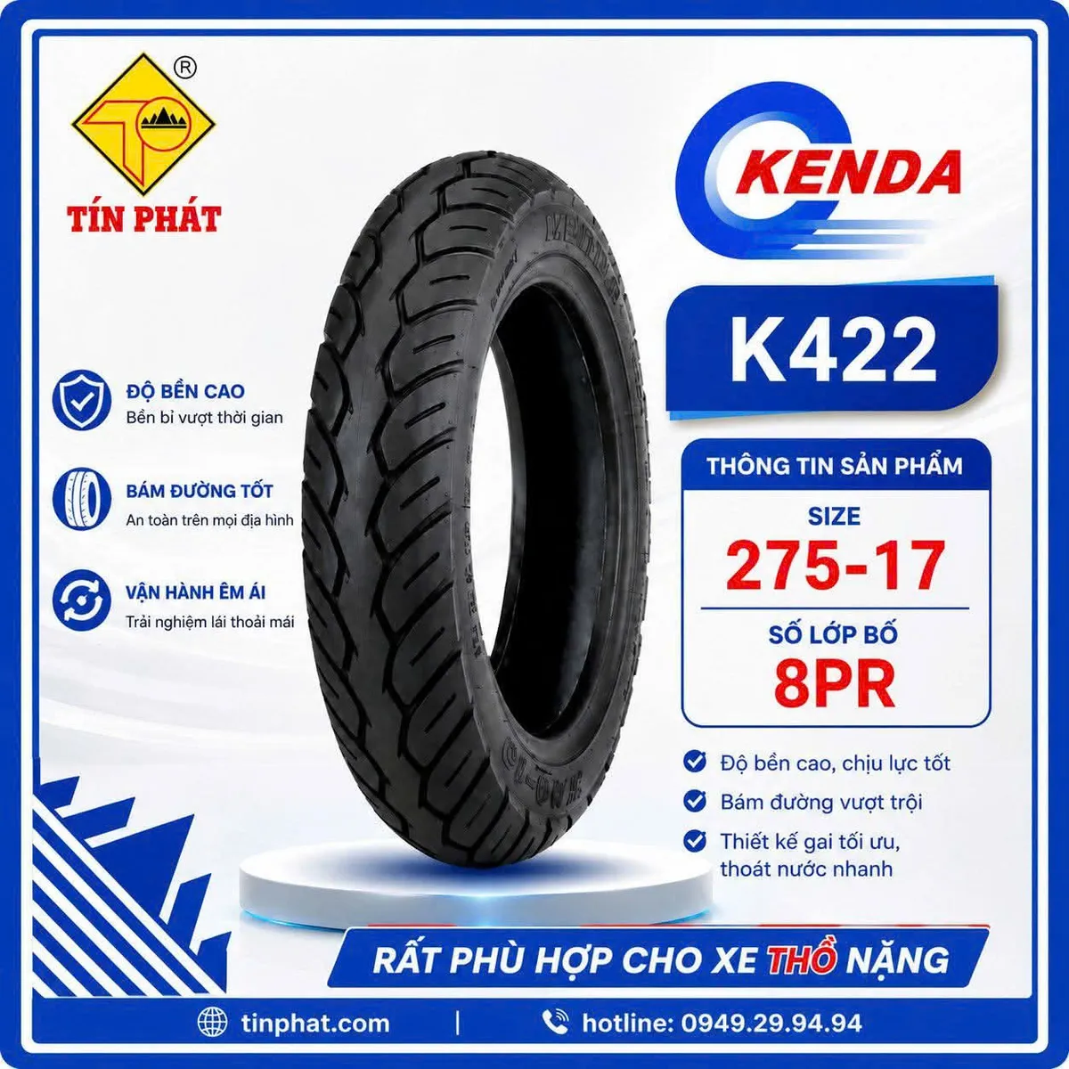 Vỏ KENDA 275 -17 8PR T/T ( K-422B)
