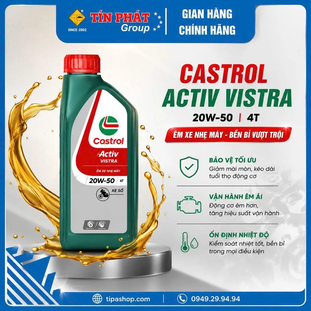 Nhớt Activ VISTRA 20W50 (0.8L)